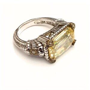 Judith Ripka JR Two 18K and Sterling Canary Crystal Ring